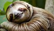 A Sloth With Its Head Resting On Its Chest Taking