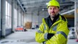 © Georgii - Confident foreman with arms crossed wearing safety helmet in a warehouse
