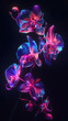 Radiant Orchid Blooms Under Ultraviolet Light Revealing Vivid Colors. AI.