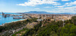 Panorama cityscape aerial view of Malaga, Spain. Plaza de Toros de Ronda bullring in Malaga, Spain