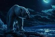 polar bear at the north pole wandering at night