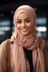 Wall Mural - young adult woman wearing hijab with veil