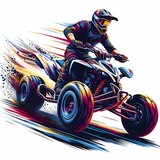 Fototapeta  - illustration of a Quad atv extreme sport racing in a dynamic high speed racing pose