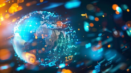 Fototapete - Global Network Technology and AI Concept