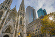 St. Patrick's Cathedral in New York City, USA in a sunny day and sun rays flare