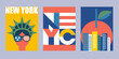 set of New York  city pop art vector posters