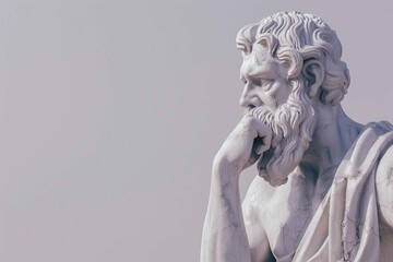 Wall Mural - Minimalist digital render - Stoic Greek philosopher thinking man statue