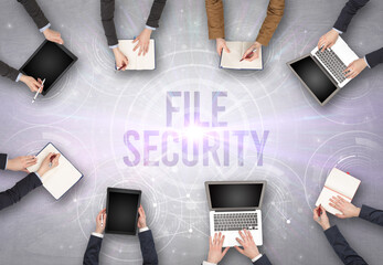 Aufkleber - Group of people in front of a laptop, security concept