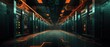 © evening_tao - Futuristic Data Center with Glowing Orange Accents