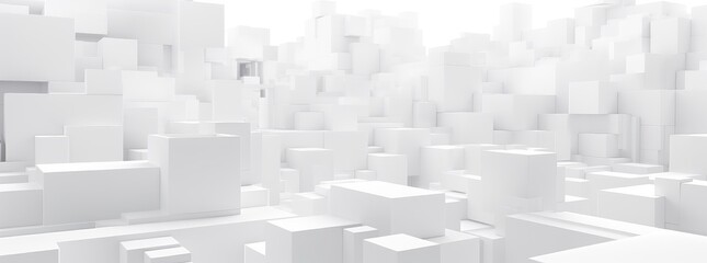 Abstract 3D White Cityscape Minimalist Background