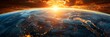 Earth orbit sunset banner: Heavenly cosmic dusk vista