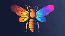 Digital Art Bee With Vibrant Geometric Design. Illustrative Colorful Insect. Concept Of Digital Creativity, Graphic Artwork, Contemporary Style. Neon Honeybee