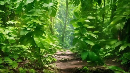 Wall Mural - Pathway in the rainforest of Costa Rica, Central America, AI Generated