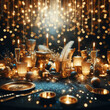 Black, blue and gold bokeh, Christmas luxury background