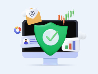 Poster - cyber security risk management abstract concept 3d vector illustration. cyber security report analys