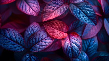 neon background with tree leaves
