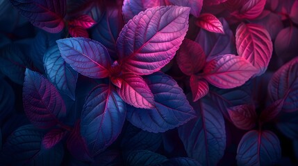 neon background with tree leaves