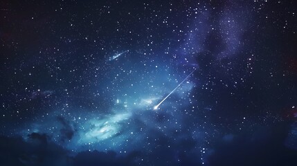 a meteor streaks across the starry sky