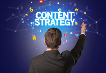 Poster - Rear view of a businessman, social media concept