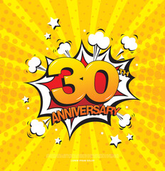 30th anniversary emblem. Thirty years anniversary celebration symbol