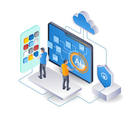 The team is controlling the security of the cloud server branch with artificial intelligence technology