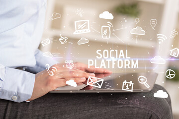 Aufkleber - Close-up Of A Person Using Social Networking