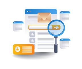 Aufkleber - Searching for information on the internet flat isometric 3d illustration
