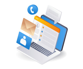 Poster - Social media marketing conversation flat isometric 3d illustration