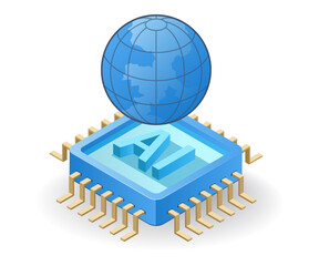 Aufkleber - Internet artificial intelligence world flat isometric 3d illustration