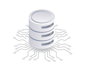 Aufkleber - Computer network management database server system, flat isometric 3d illustration