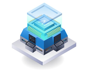Aufkleber - Artificial intelligence high technology concept, flat isometric 3d illustration