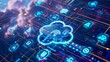 © ThePixLab - Hybrid Cloud Solutions, hybrid cloud solutions with an image showing integration between on-premises infrastructure and cloud services, AI.