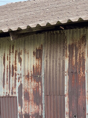 Canvas Print - old metal fence with rusty metal