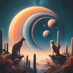 Wall Mural - 
surreal feline feeling