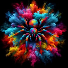 Wall Mural - spider in explosion of colors