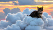 Adorable Kitten on the cloud, AI generated