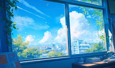 Wall Mural - view from the window-generative ai