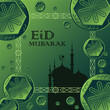 Eid mubarak hari raya greeting card vector for background design.