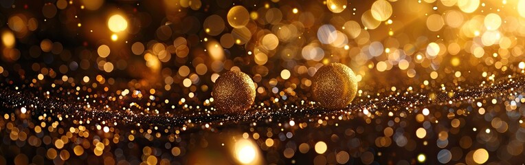 Wall Mural - Sparkling Beige Bokeh Lights - Festive Abstract Christmas Background for New Year, Anniversary, Wedding Banner
