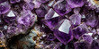 Abstract textured background with crystals. Shiny amethyst and quartz minerals. Original purple quartz crystal geode. Amethyst dark crystal macro detail texture background Closeup raw rough unpolished
