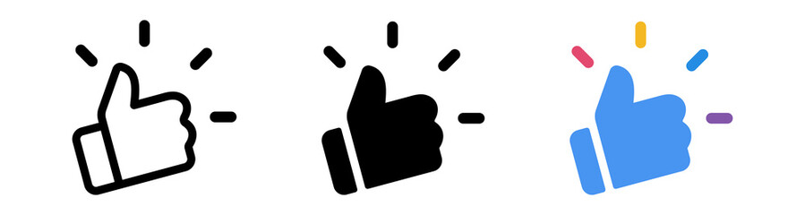 Poster - Like and love icon button. Thumbs up  flat icon with lines , Social media notification icons. emoji post reactions set. favorite icon. Vector illustration