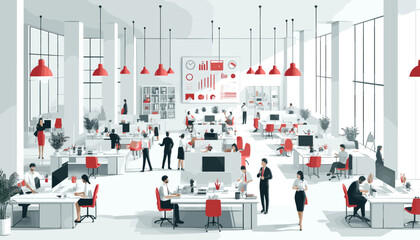 Wall Mural - Image concept of an innovative workspace for creative professionals. Vector illustration.