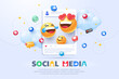 3d social media emoji marketing concept illustration
