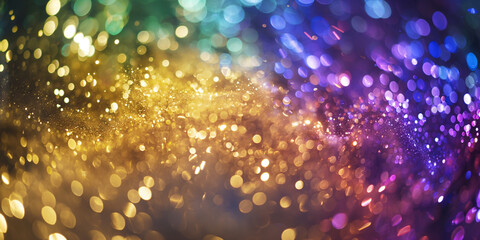 Canvas Print - Rainbow sparks glitter background with bokeh lights