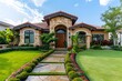 Luxurious Mediterranean-Style Smart Home with Meticulously Landscaped Grounds and Inviting Curb Appeal
