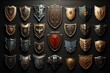 A collection of heraldic shields and crests