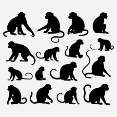 Wall Mural - monkey silhouette collection