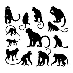 Wall Mural - monkey silhouette collection