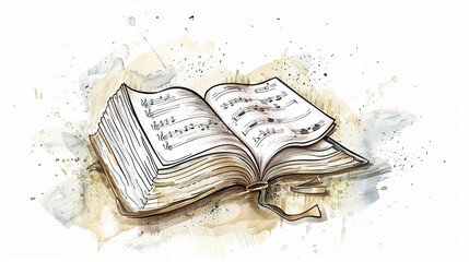 Uplifting hand-drawn illustrations of Christian hymns and songs white background