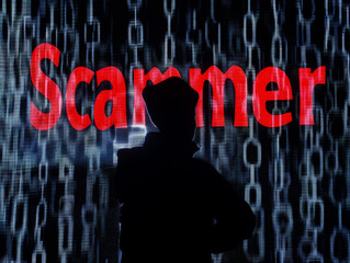 Wall Mural - Internet scammer or thief. Hacker attack, virus infected software. Generative AI